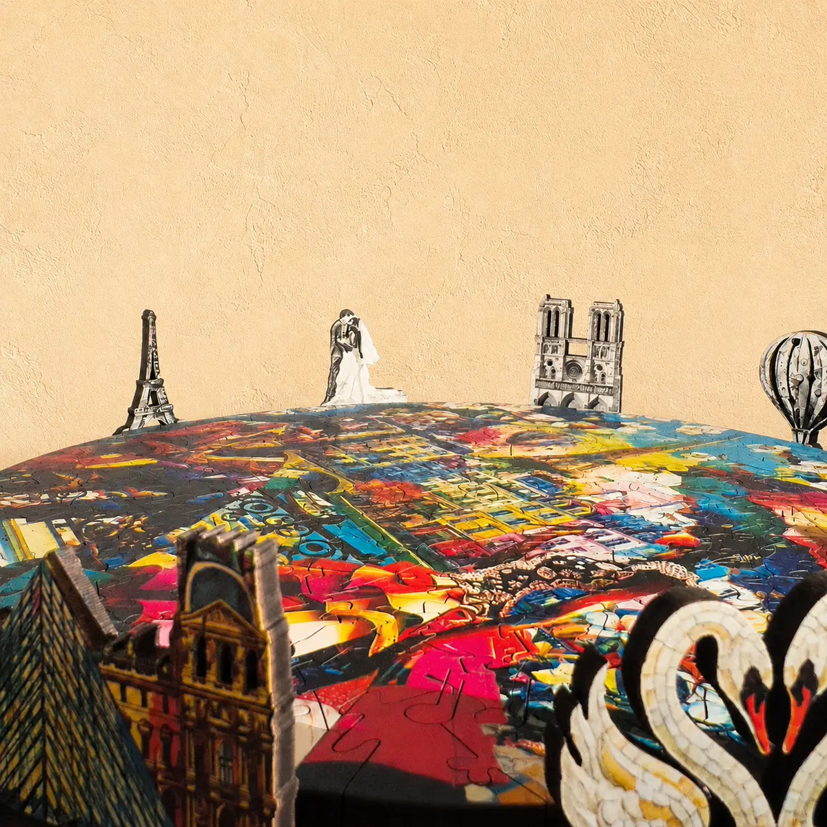 Parisian Love puzzle, lights up on the table.